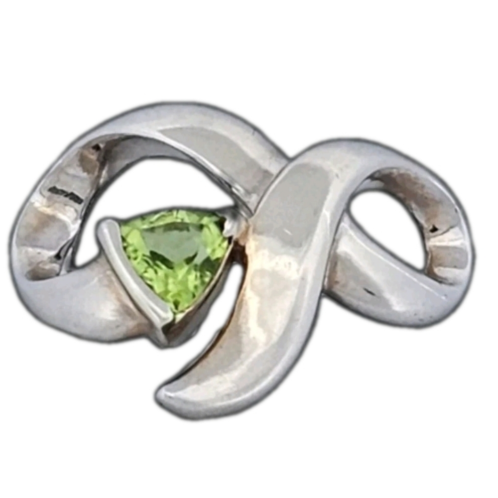 14k Gold Peridot Omega Slide Pendant Estate Jewelry 5.9 grams